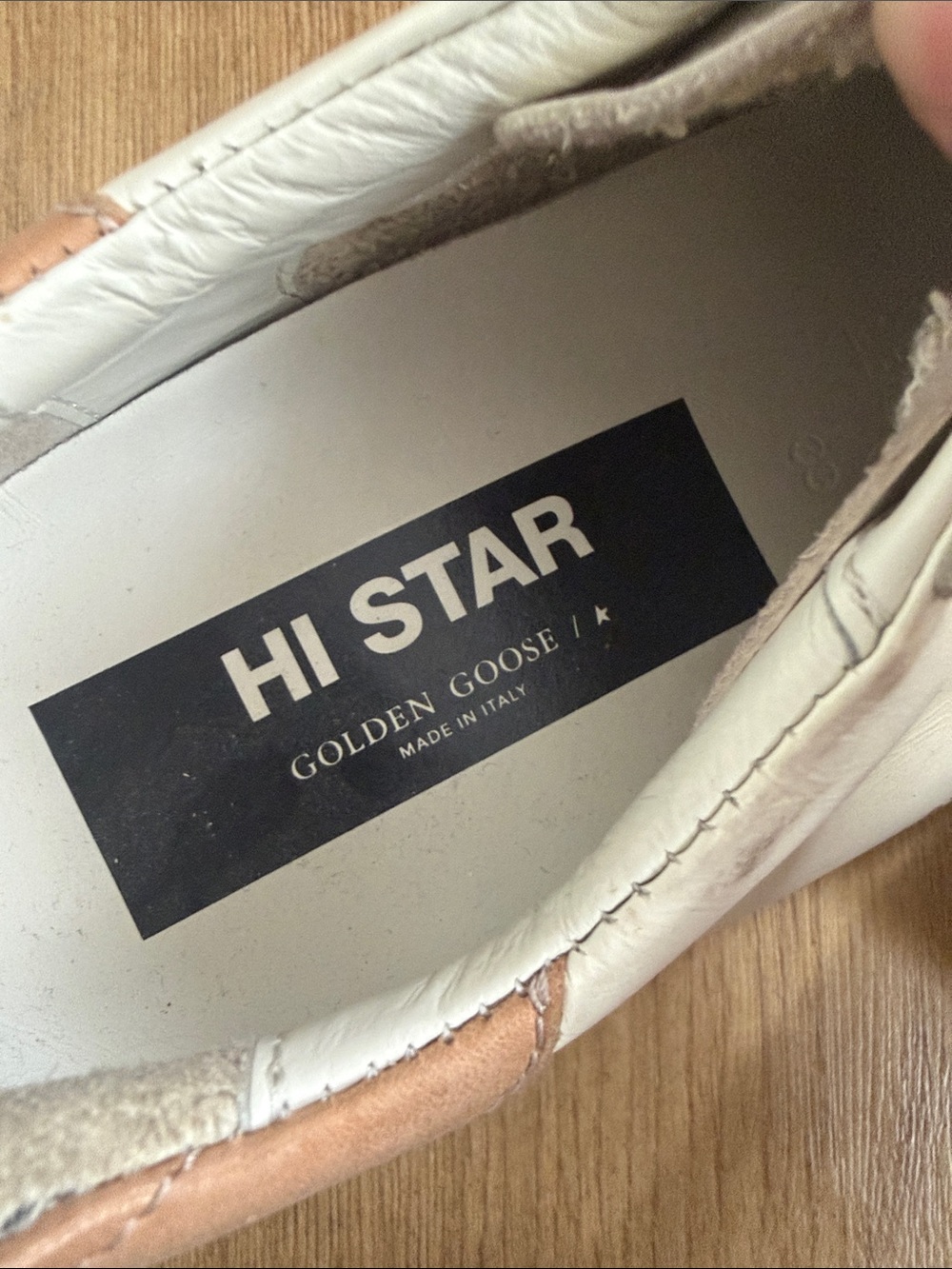 Golden Goose White Leather Sneakers with Peach Heel Panel - Picture 5 of 5